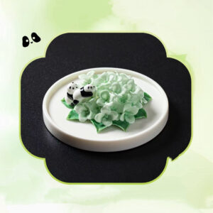 panda & hydrangea plate